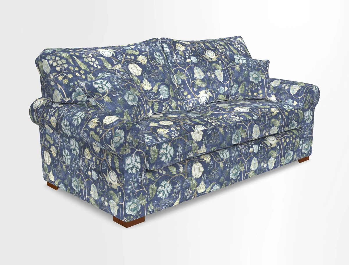 Upperton 3 Seater Loose Cover Sofa in Floral Linen Even So Verde - Fitted cover option available