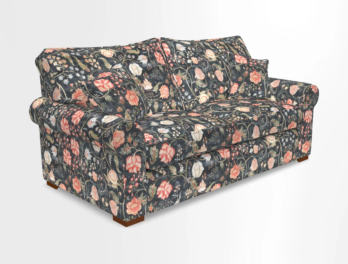 Upperton 3 Seater Loose Cover Sofa in Floral Linen Even So Verde - Fitted cover option available