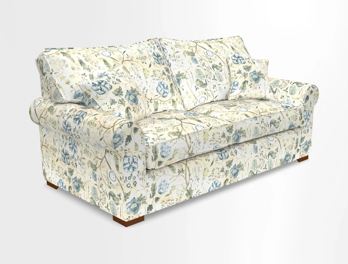 Upperton 3 Seater Loose Cover Sofa in Floral Linen Even So Verde - Fitted cover option available
