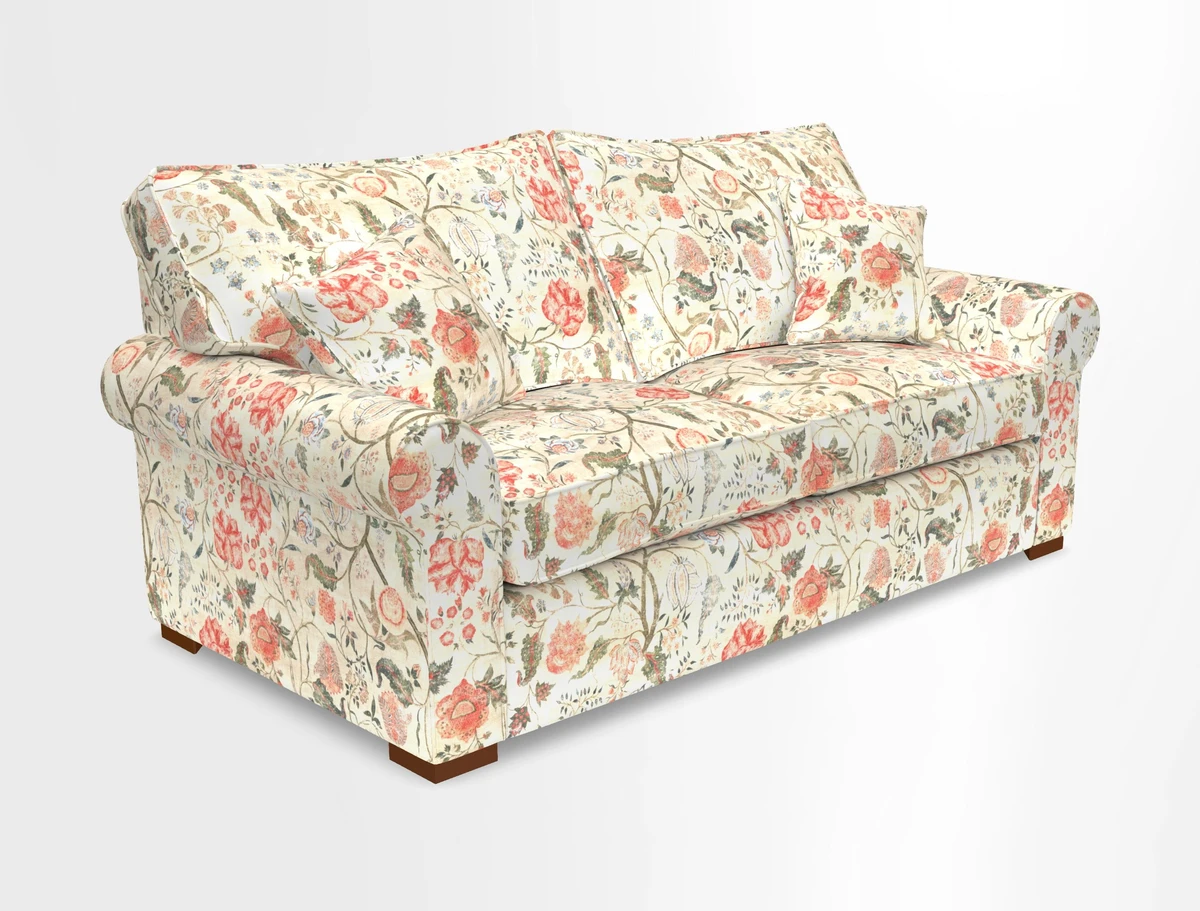Upperton 3 Seater Loose Cover Sofa in Floral Linen Even So Verde - Fitted cover option available