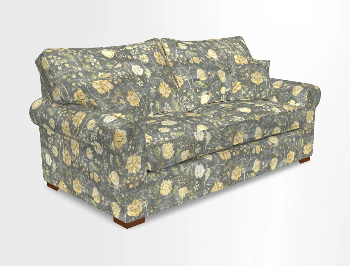 Upperton 3 Seater Loose Cover Sofa in Floral Linen Even So Verde - Fitted cover option available