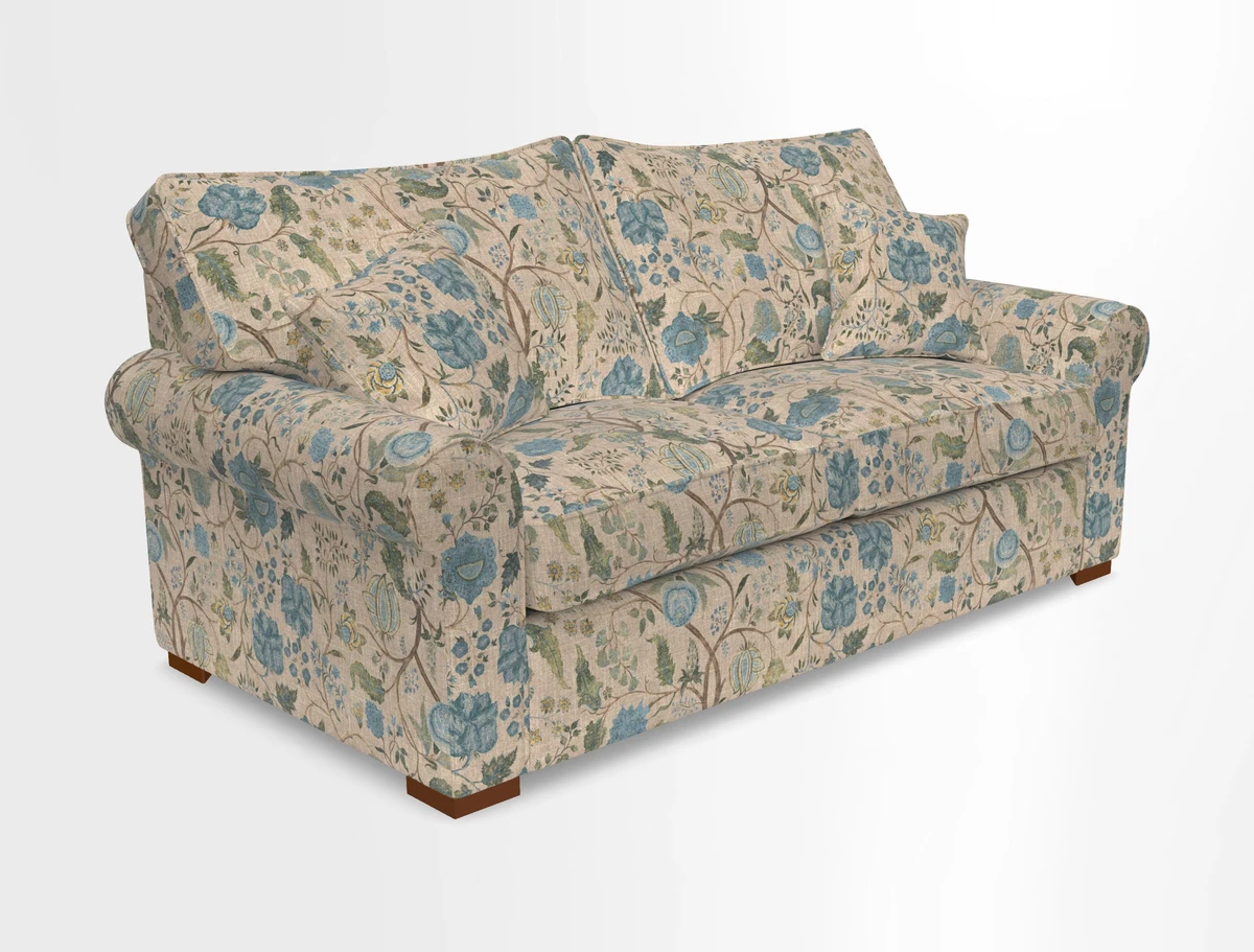Upperton 3 Seater Loose Cover Sofa in Floral Linen Even So Verde - Fitted cover option available