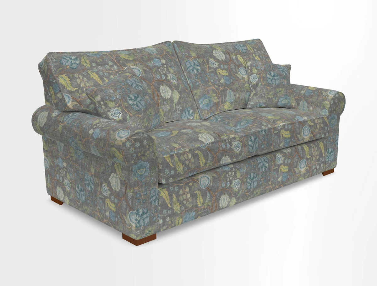 Upperton 3 Seater Loose Cover Sofa in Floral Linen Even So Verde - Fitted cover option available