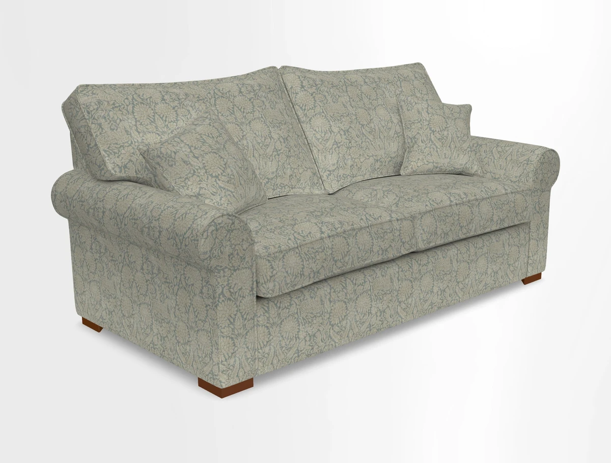 Upperton 3 Seater Loose Cover Sofa in Floral Linen Even So Verde - Fitted cover option available