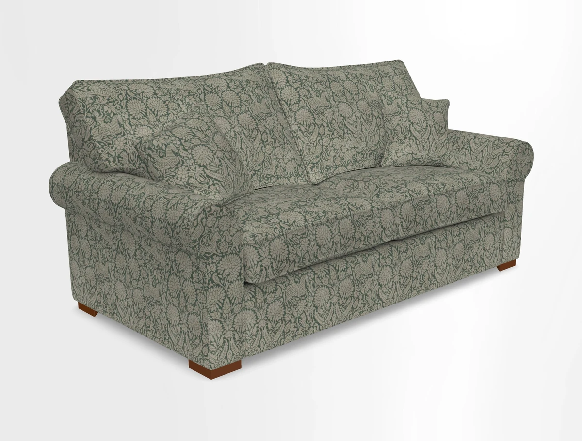 Upperton 3 Seater Loose Cover Sofa in Floral Linen Even So Verde - Fitted cover option available