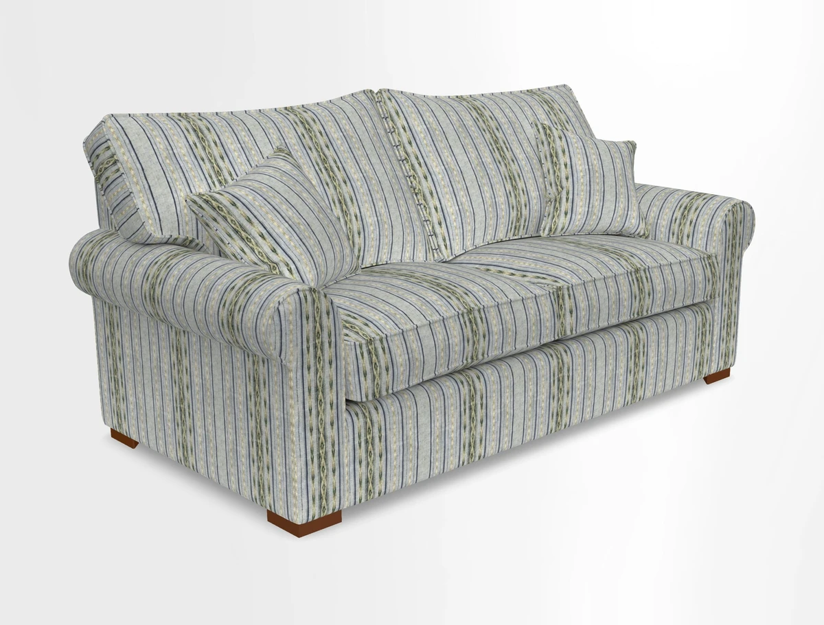 Upperton 3 Seater Loose Cover Sofa in Floral Linen Even So Verde - Fitted cover option available