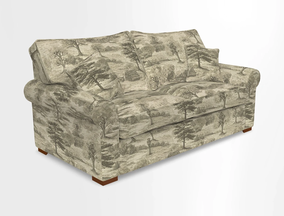 Upperton 3 Seater Loose Cover Sofa in Floral Linen Even So Verde - Fitted cover option available