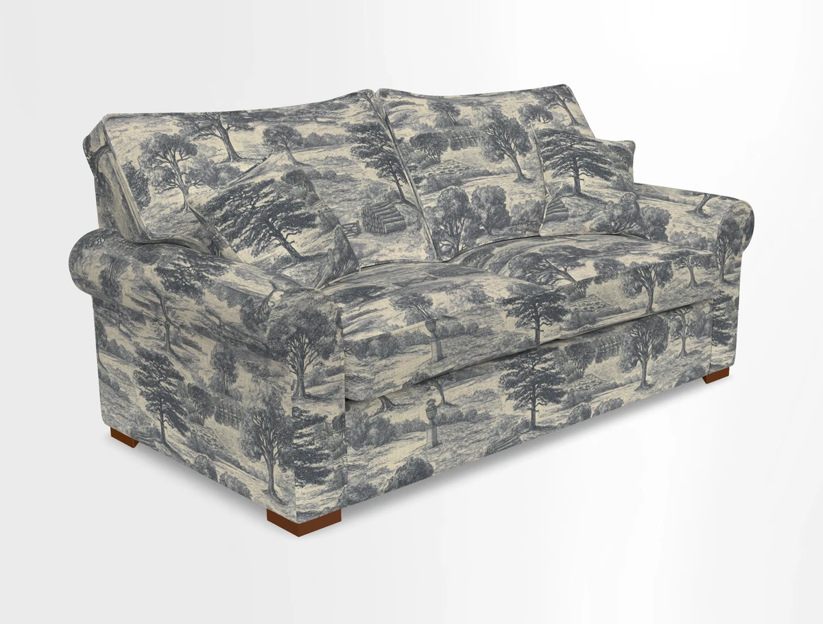 Upperton 3 Seater Loose Cover Sofa in Floral Linen Even So Verde - Fitted cover option available