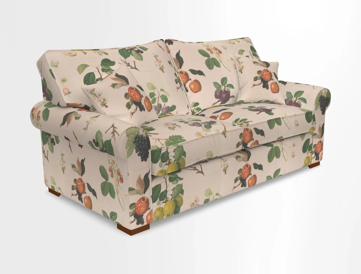 Upperton 3 Seater Loose Cover Sofa in Floral Linen Even So Verde - Fitted cover option available