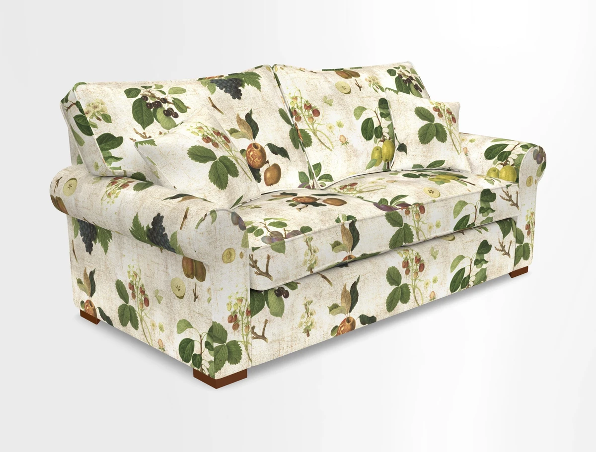 Upperton 3 Seater Loose Cover Sofa in Floral Linen Even So Verde - Fitted cover option available