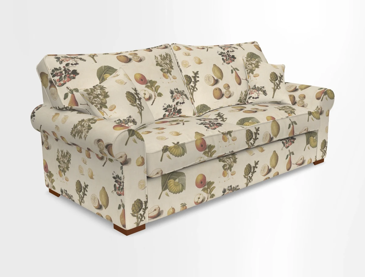 Upperton 3 Seater Loose Cover Sofa in Floral Linen Even So Verde - Fitted cover option available