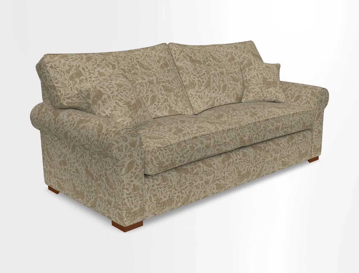 Upperton 3 Seater Loose Cover Sofa in Floral Linen Even So Verde - Fitted cover option available