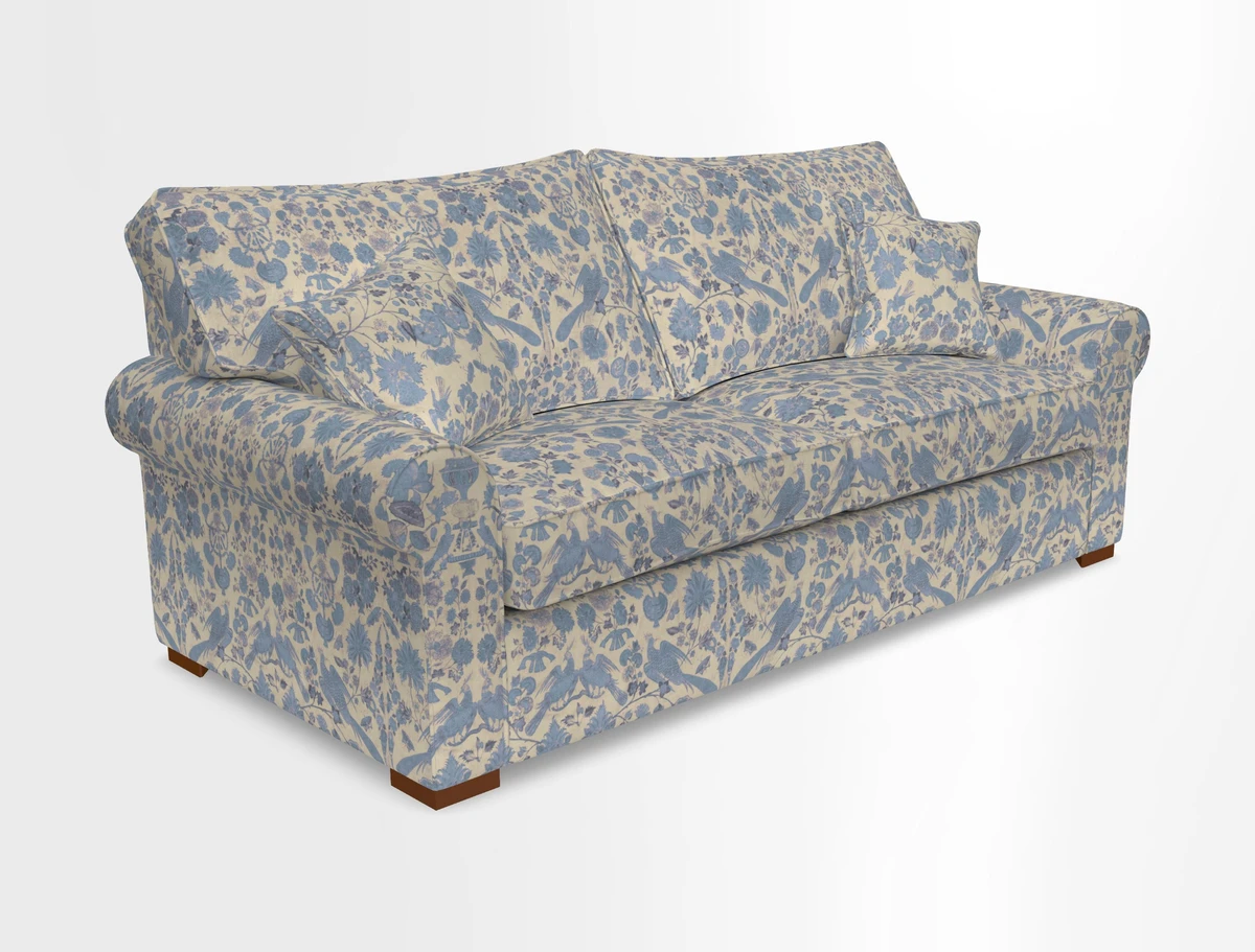 Upperton 3 Seater Loose Cover Sofa in Floral Linen Even So Verde - Fitted cover option available
