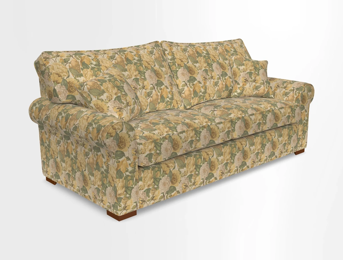 Upperton 3 Seater Loose Cover Sofa in Floral Linen Even So Verde - Fitted cover option available