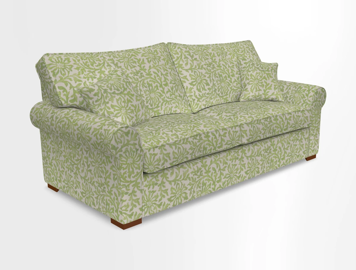 Upperton 3 Seater Loose Cover Sofa in Floral Linen Even So Verde - Fitted cover option available