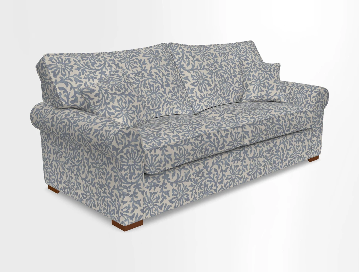 Upperton 3 Seater Loose Cover Sofa in Floral Linen Even So Verde - Fitted cover option available