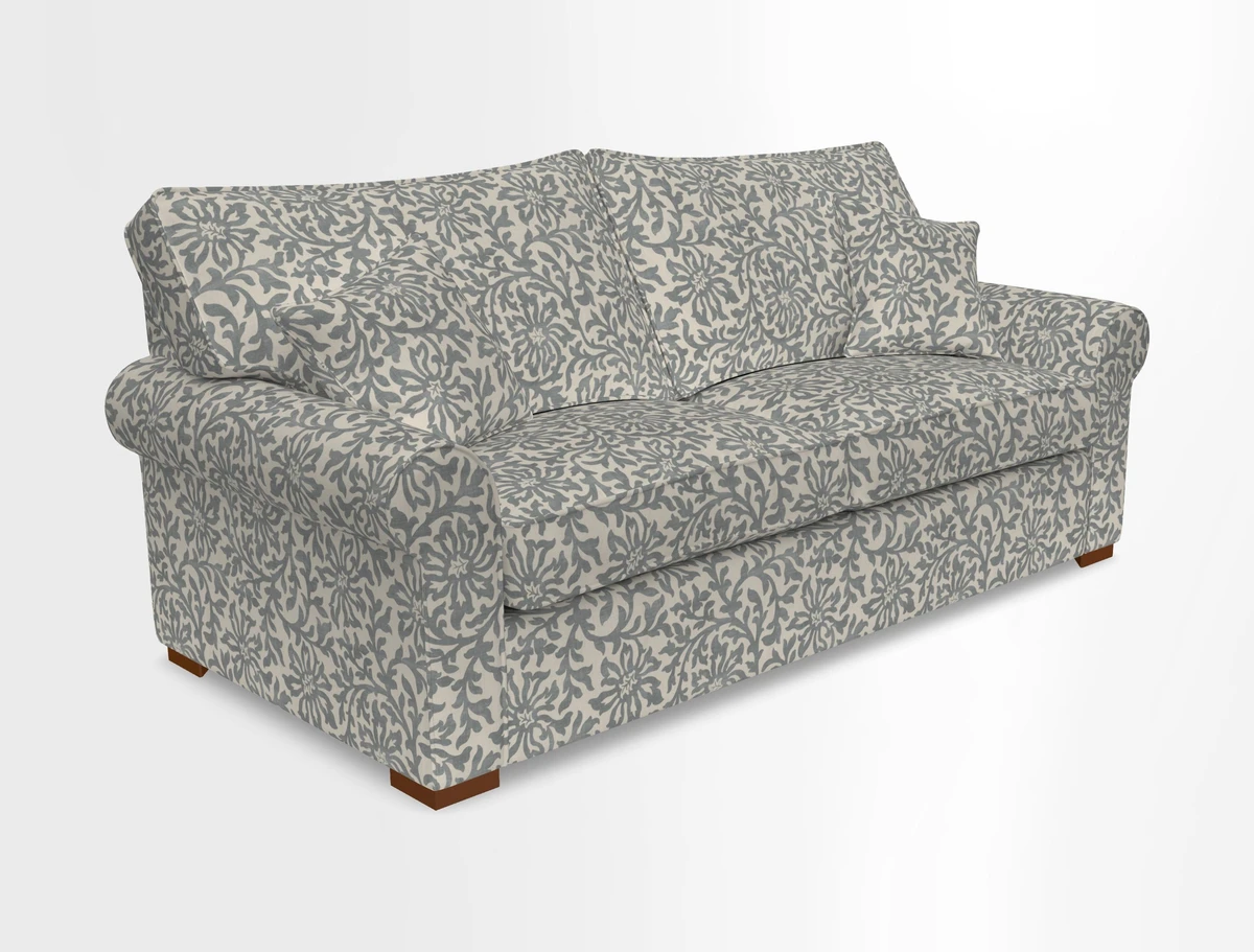 Upperton 3 Seater Loose Cover Sofa in Floral Linen Even So Verde - Fitted cover option available