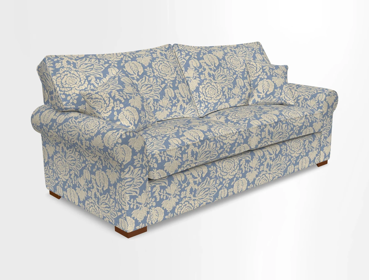 Upperton 3 Seater Loose Cover Sofa in Floral Linen Even So Verde - Fitted cover option available