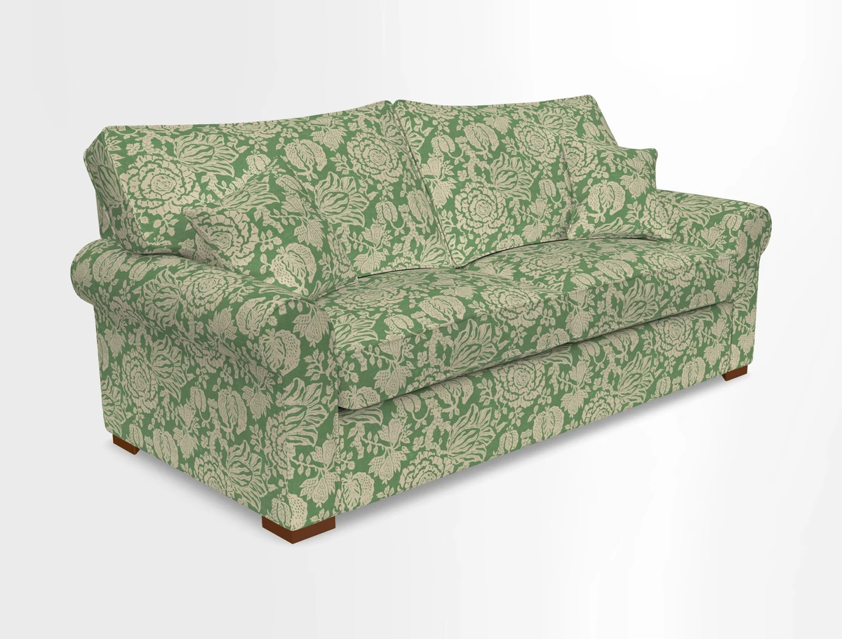 Upperton 3 Seater Loose Cover Sofa in Floral Linen Even So Verde - Fitted cover option available