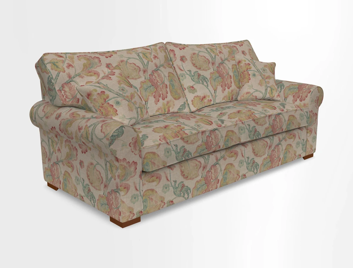 Upperton 3 Seater Loose Cover Sofa in Floral Linen Even So Verde - Fitted cover option available