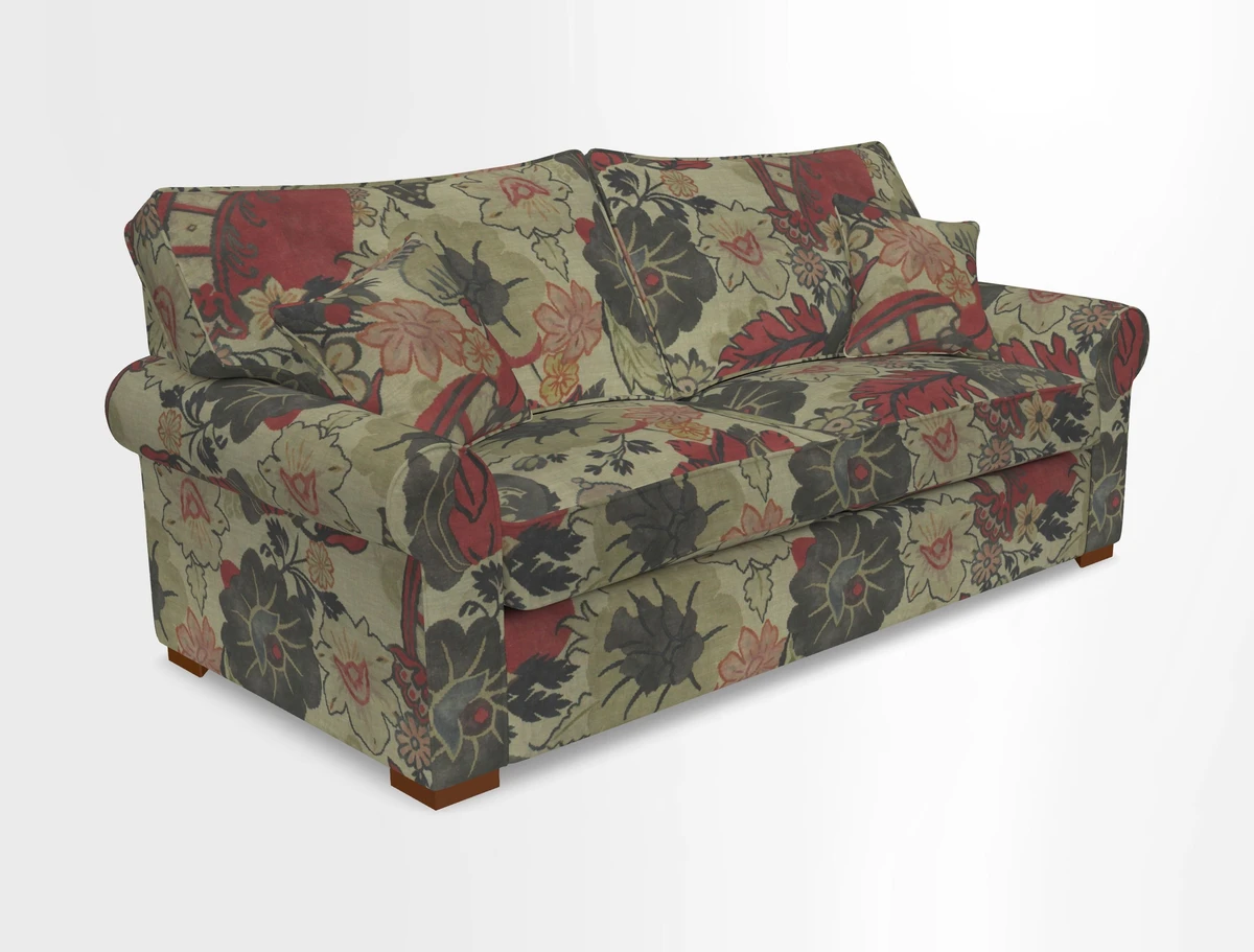 Upperton 3 Seater Loose Cover Sofa in Floral Linen Even So Verde - Fitted cover option available