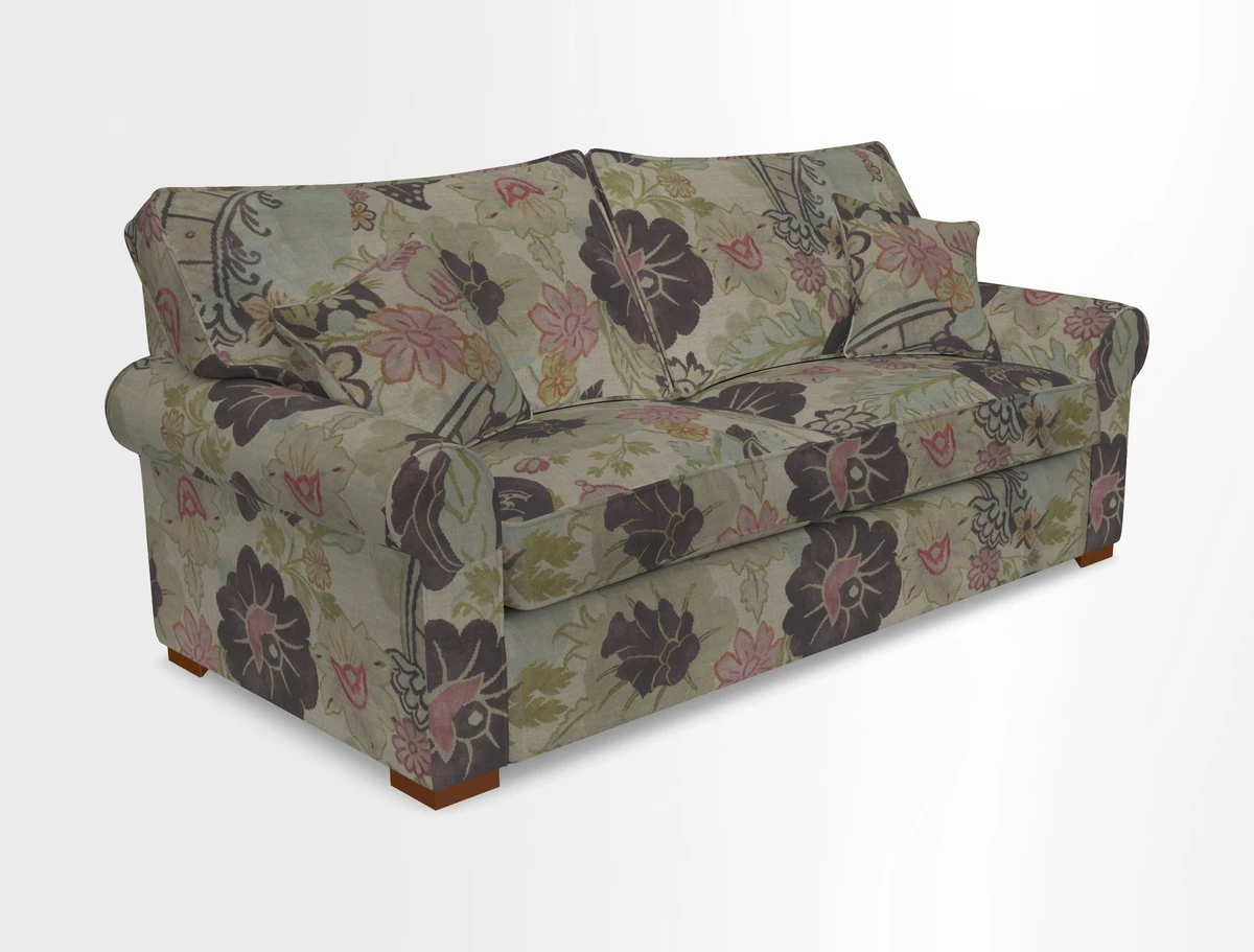 Upperton 3 Seater Loose Cover Sofa in Floral Linen Even So Verde - Fitted cover option available