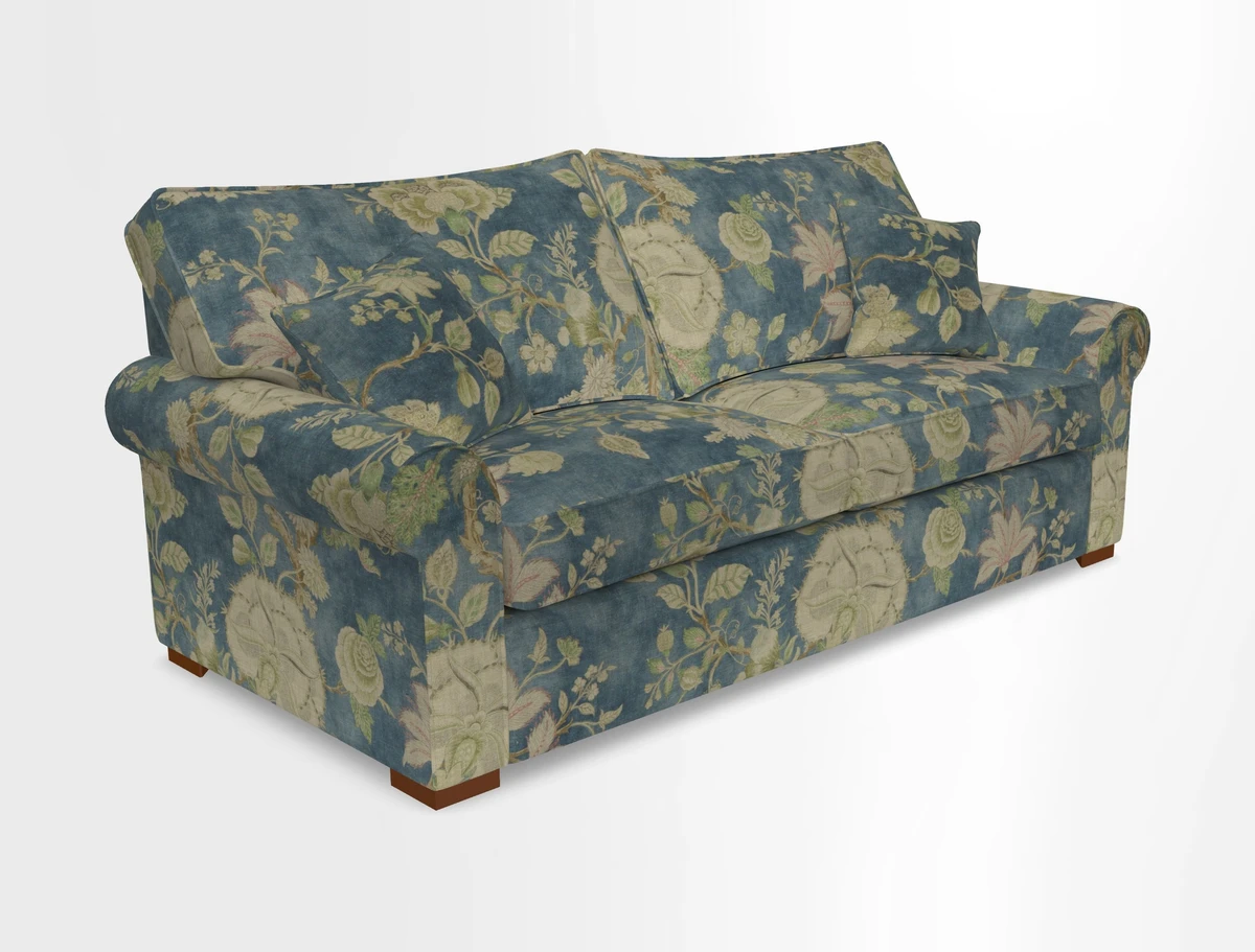 Upperton 3 Seater Loose Cover Sofa in Floral Linen Even So Verde - Fitted cover option available