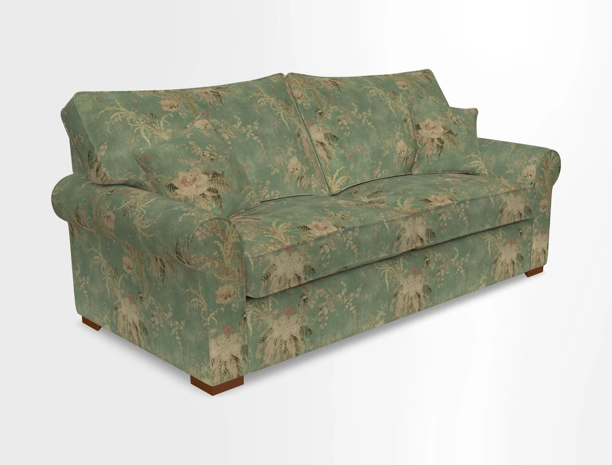 Upperton 3 Seater Loose Cover Sofa in Floral Linen Even So Verde - Fitted cover option available