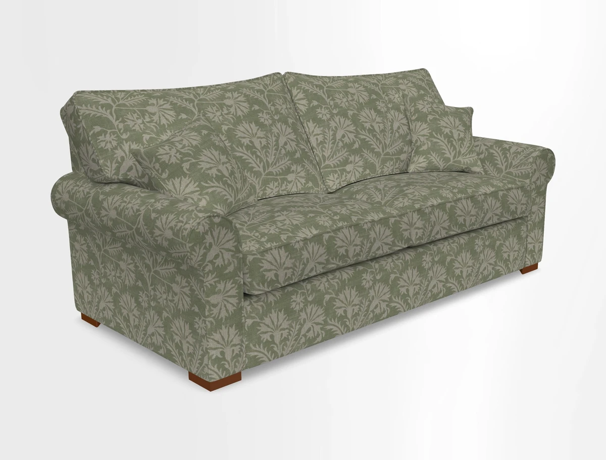 Upperton 3 Seater Loose Cover Sofa in Floral Linen Even So Verde - Fitted cover option available