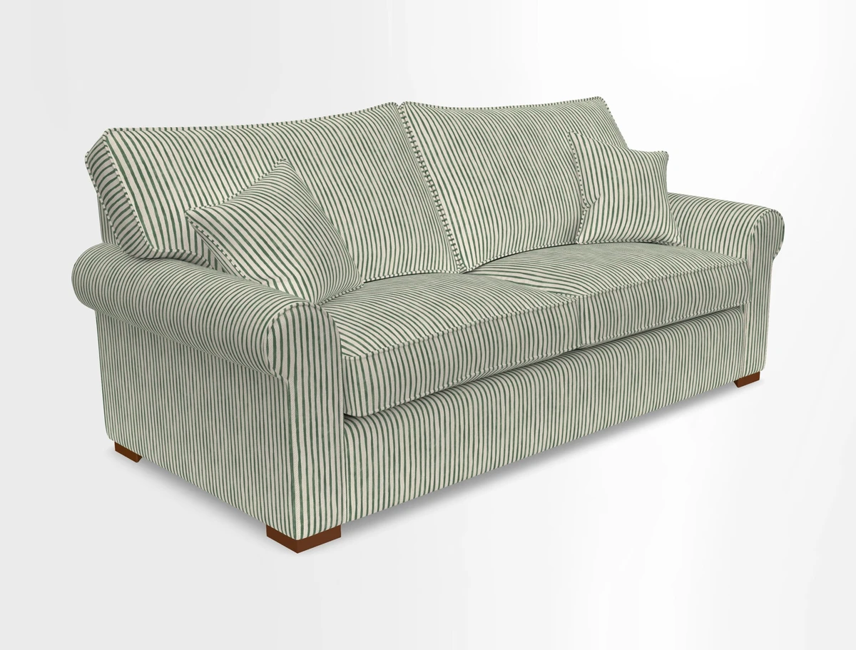 Upperton 3 Seater Loose Cover Sofa in Floral Linen Even So Verde - Fitted cover option available