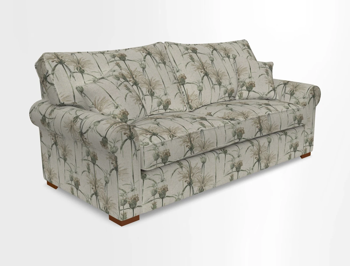 Upperton 3 Seater Loose Cover Sofa in Floral Linen Even So Verde - Fitted cover option available