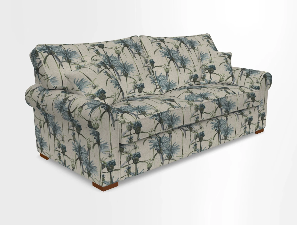 Upperton 3 Seater Loose Cover Sofa in Floral Linen Even So Verde - Fitted cover option available