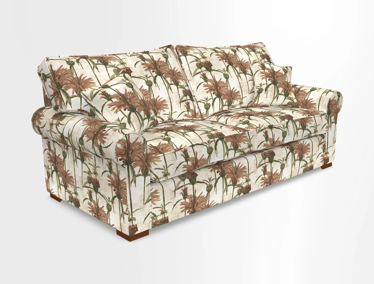 Upperton 3 Seater Loose Cover Sofa in Floral Linen Even So Verde - Fitted cover option available
