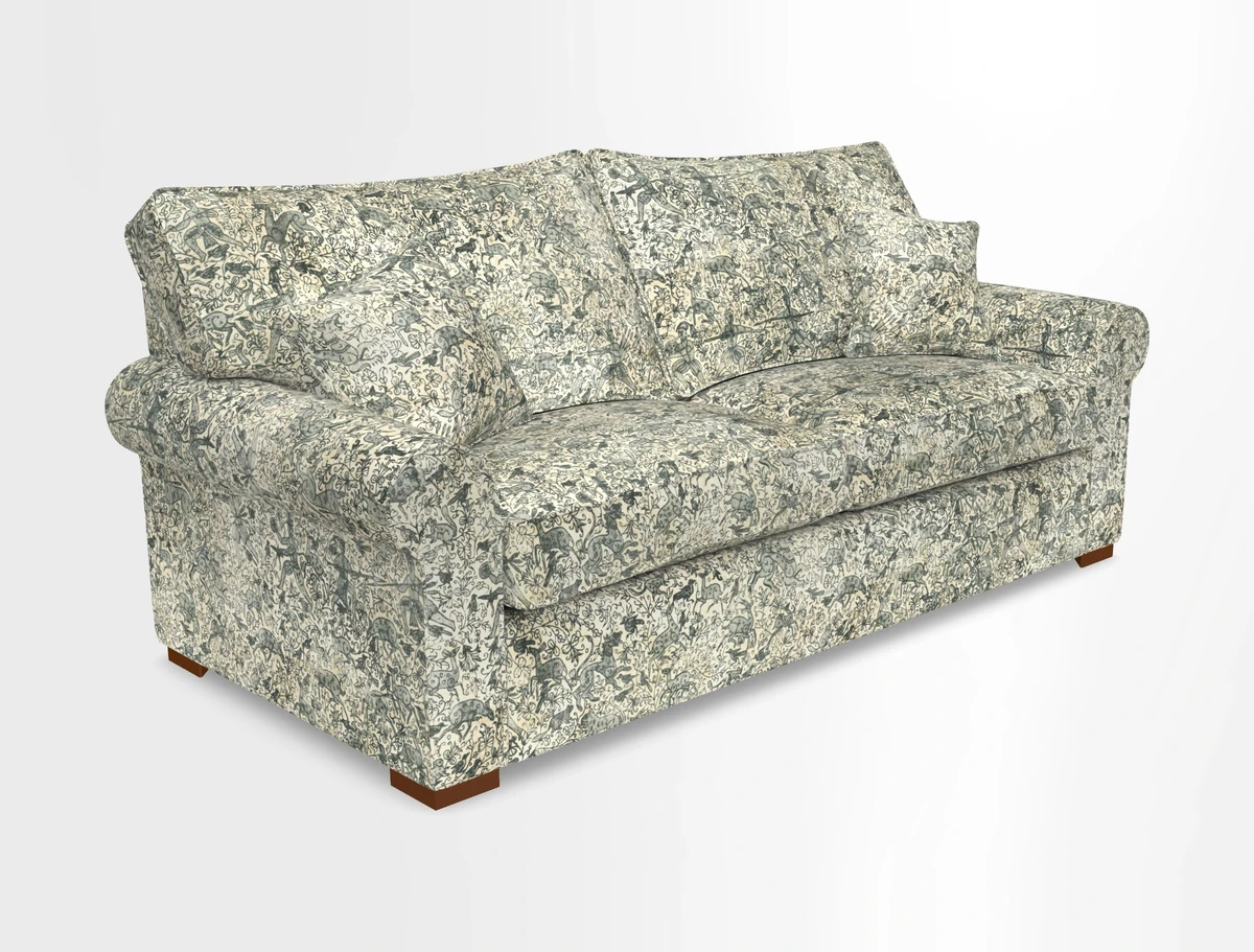 Upperton 3 Seater Loose Cover Sofa in Floral Linen Even So Verde - Fitted cover option available