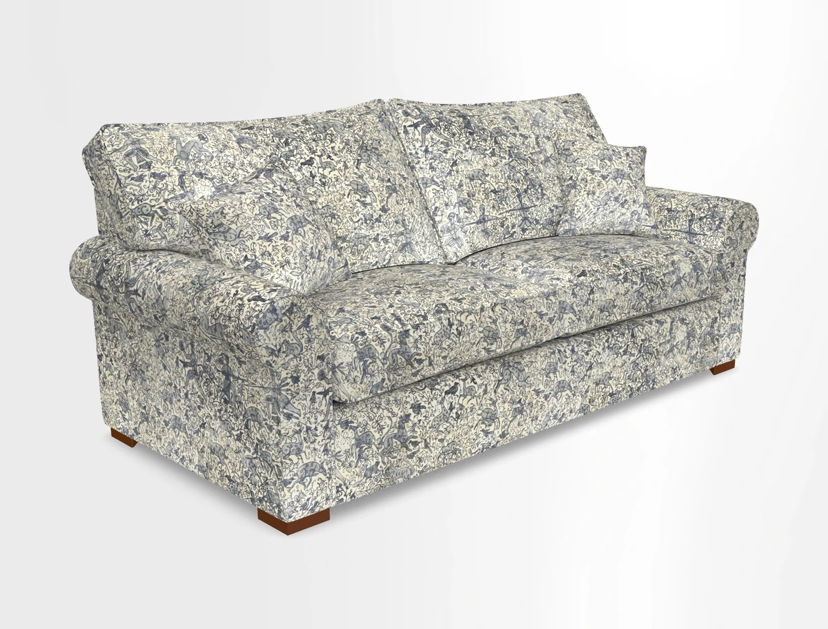 Upperton 3 Seater Loose Cover Sofa in Floral Linen Even So Verde - Fitted cover option available