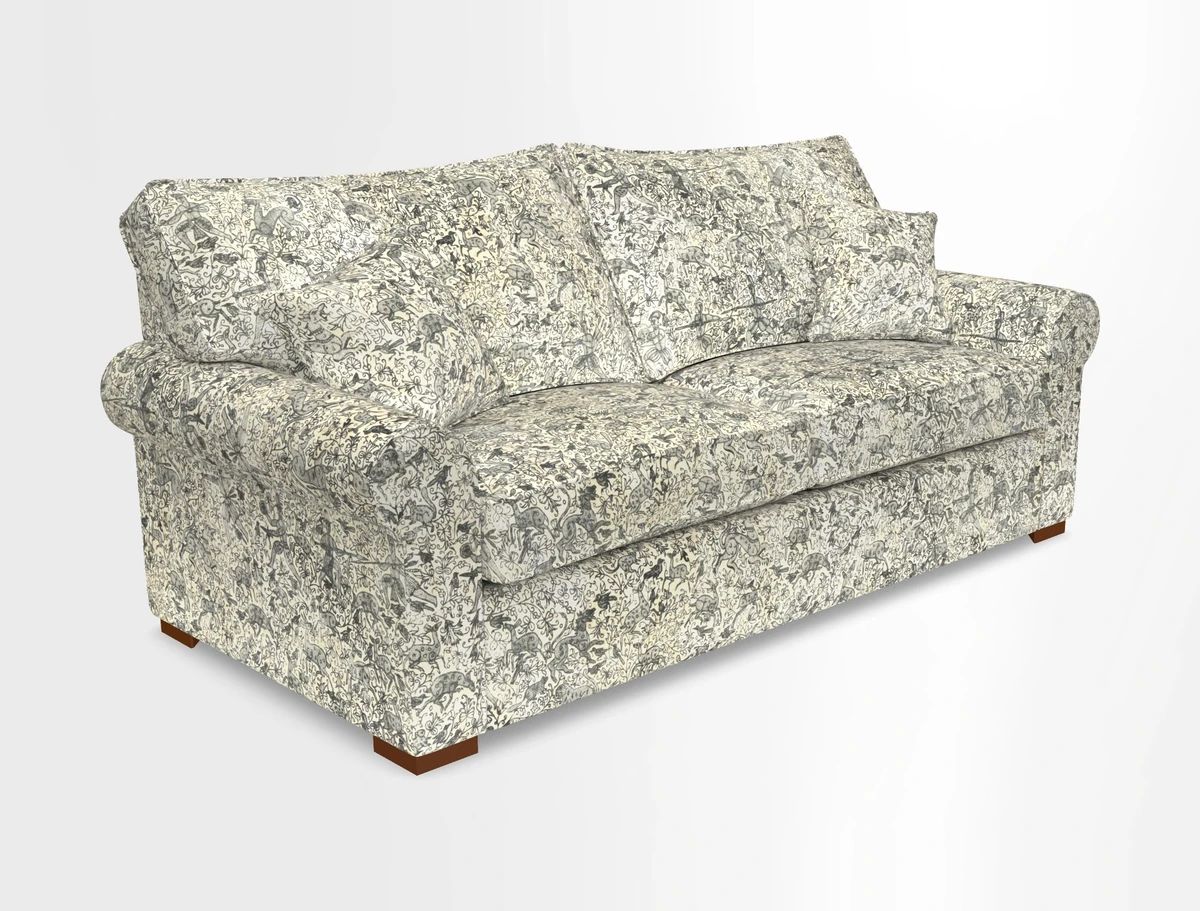 Upperton 3 Seater Loose Cover Sofa in Floral Linen Even So Verde - Fitted cover option available