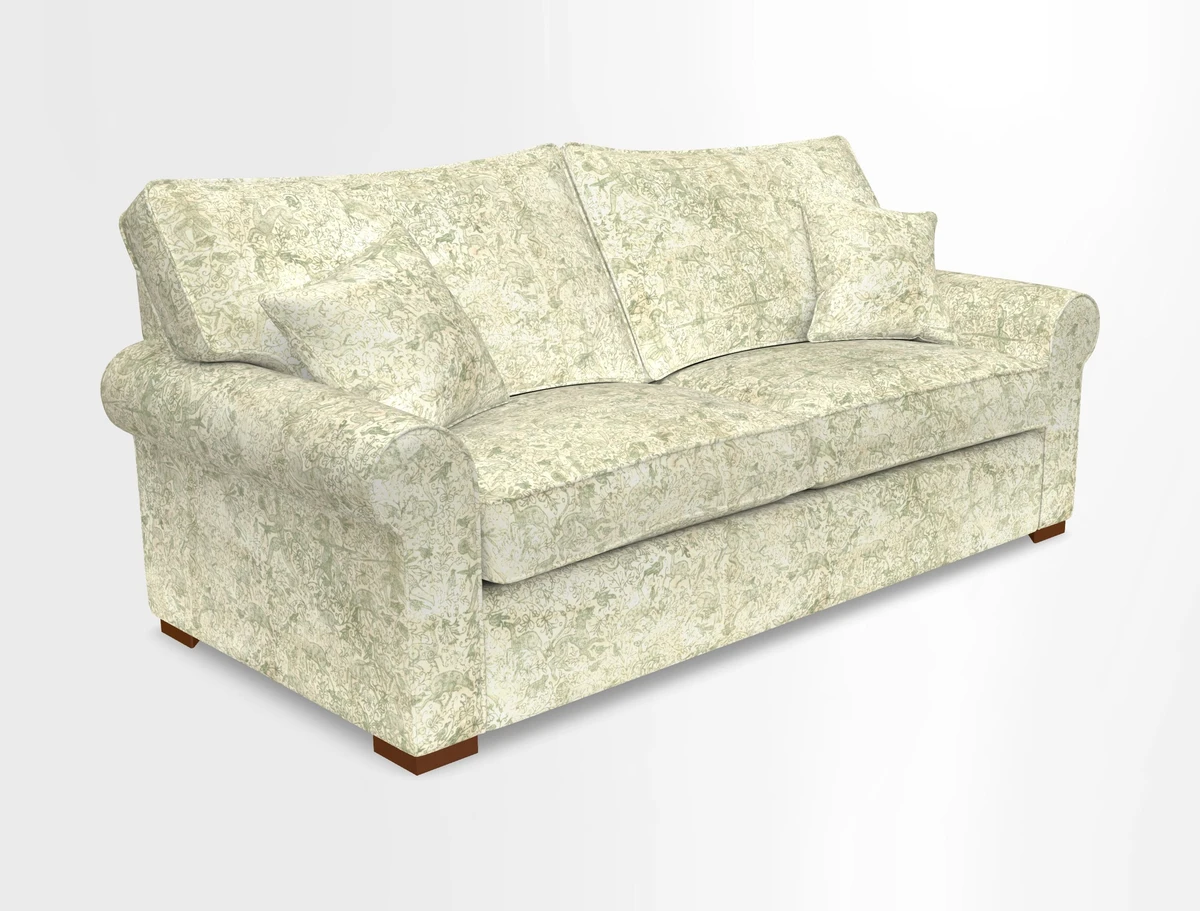 Upperton 3 Seater Loose Cover Sofa in Floral Linen Even So Verde - Fitted cover option available