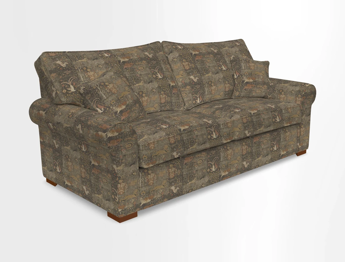Upperton 3 Seater Loose Cover Sofa in Floral Linen Even So Verde - Fitted cover option available