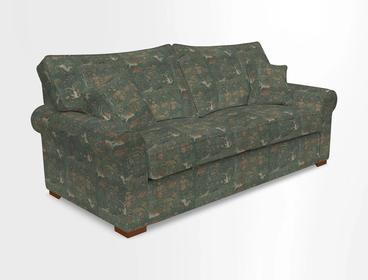 Upperton 3 Seater Loose Cover Sofa in Floral Linen Even So Verde - Fitted cover option available