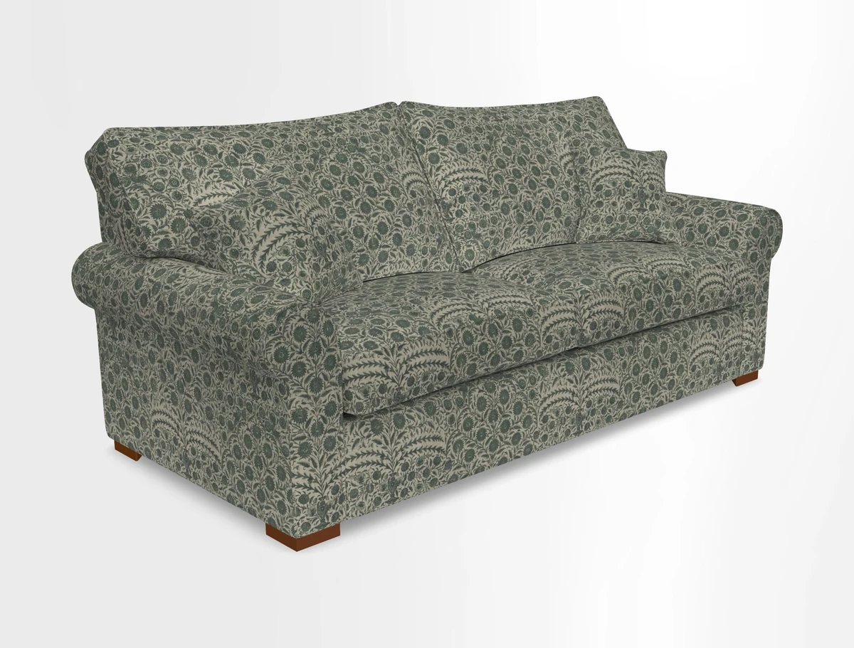 Upperton 3 Seater Loose Cover Sofa in Floral Linen Even So Verde - Fitted cover option available