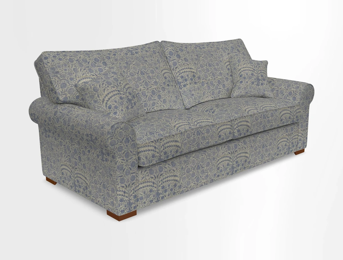 Upperton 3 Seater Loose Cover Sofa in Floral Linen Even So Verde - Fitted cover option available