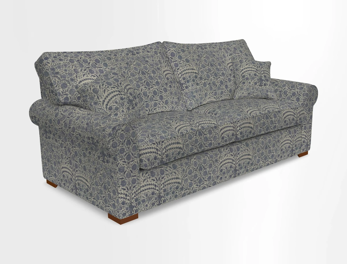 Upperton 3 Seater Loose Cover Sofa in Floral Linen Even So Verde - Fitted cover option available