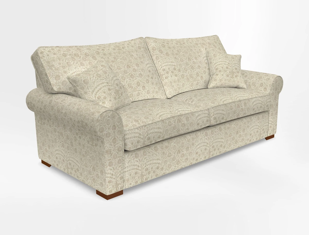 Upperton 3 Seater Loose Cover Sofa in Floral Linen Even So Verde - Fitted cover option available