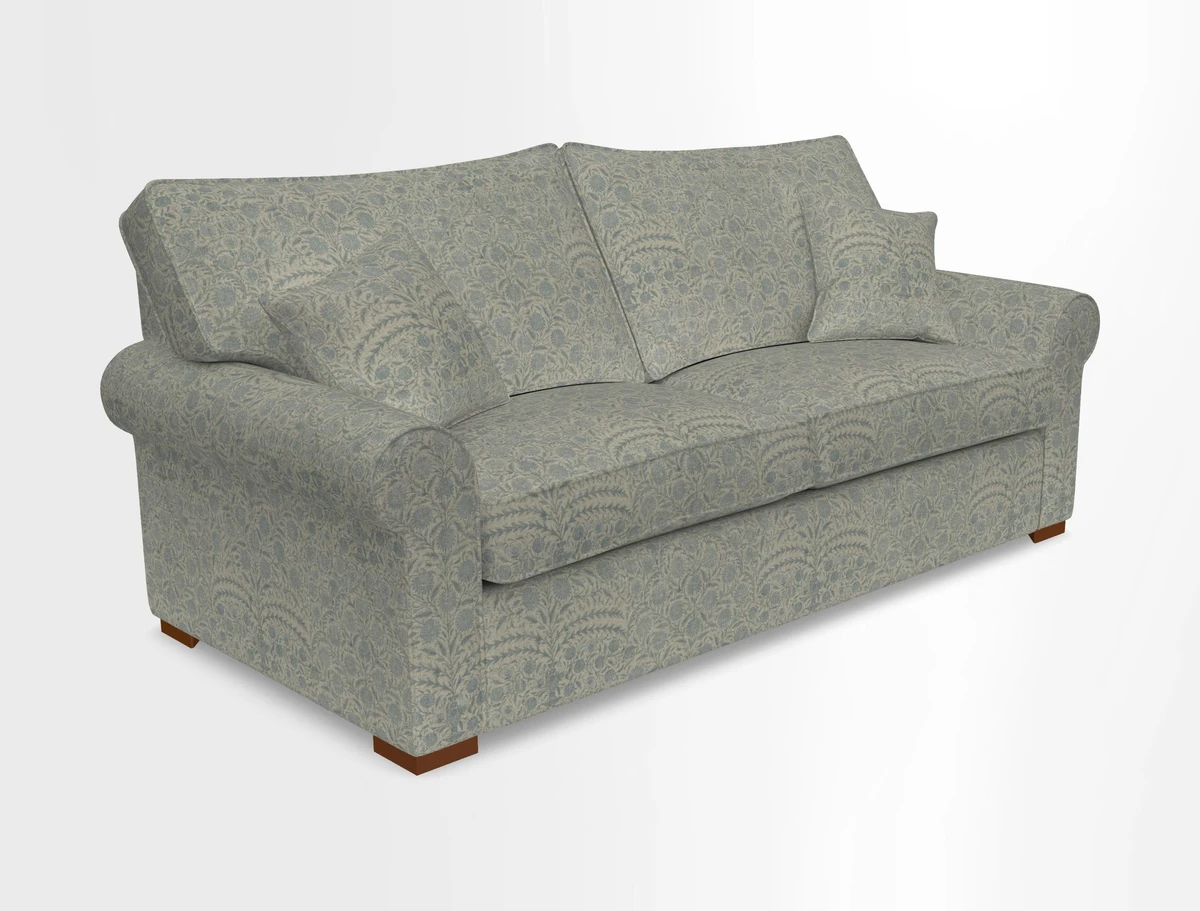 Upperton 3 Seater Loose Cover Sofa in Floral Linen Even So Verde - Fitted cover option available