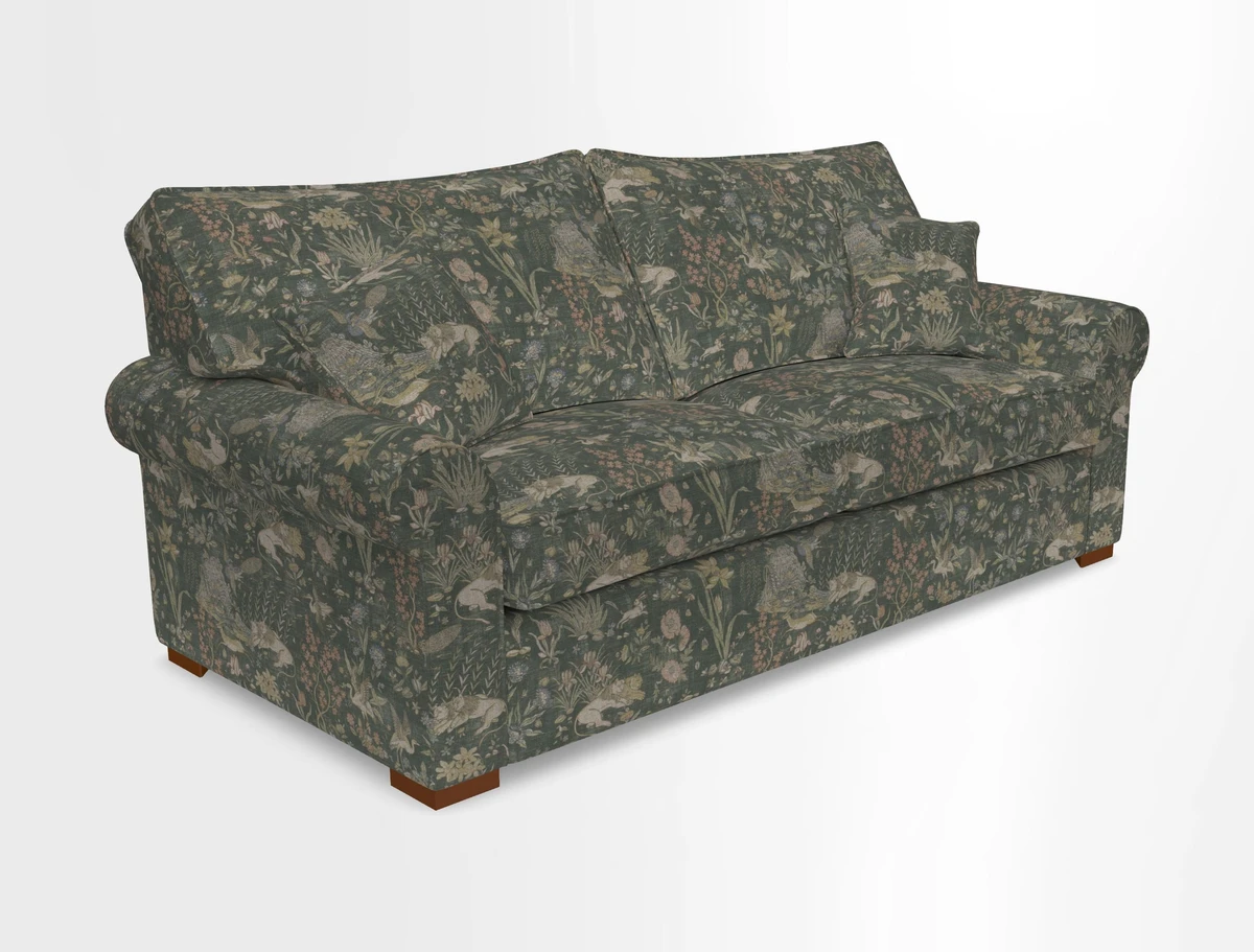 Upperton 3 Seater Loose Cover Sofa in Floral Linen Even So Verde - Fitted cover option available