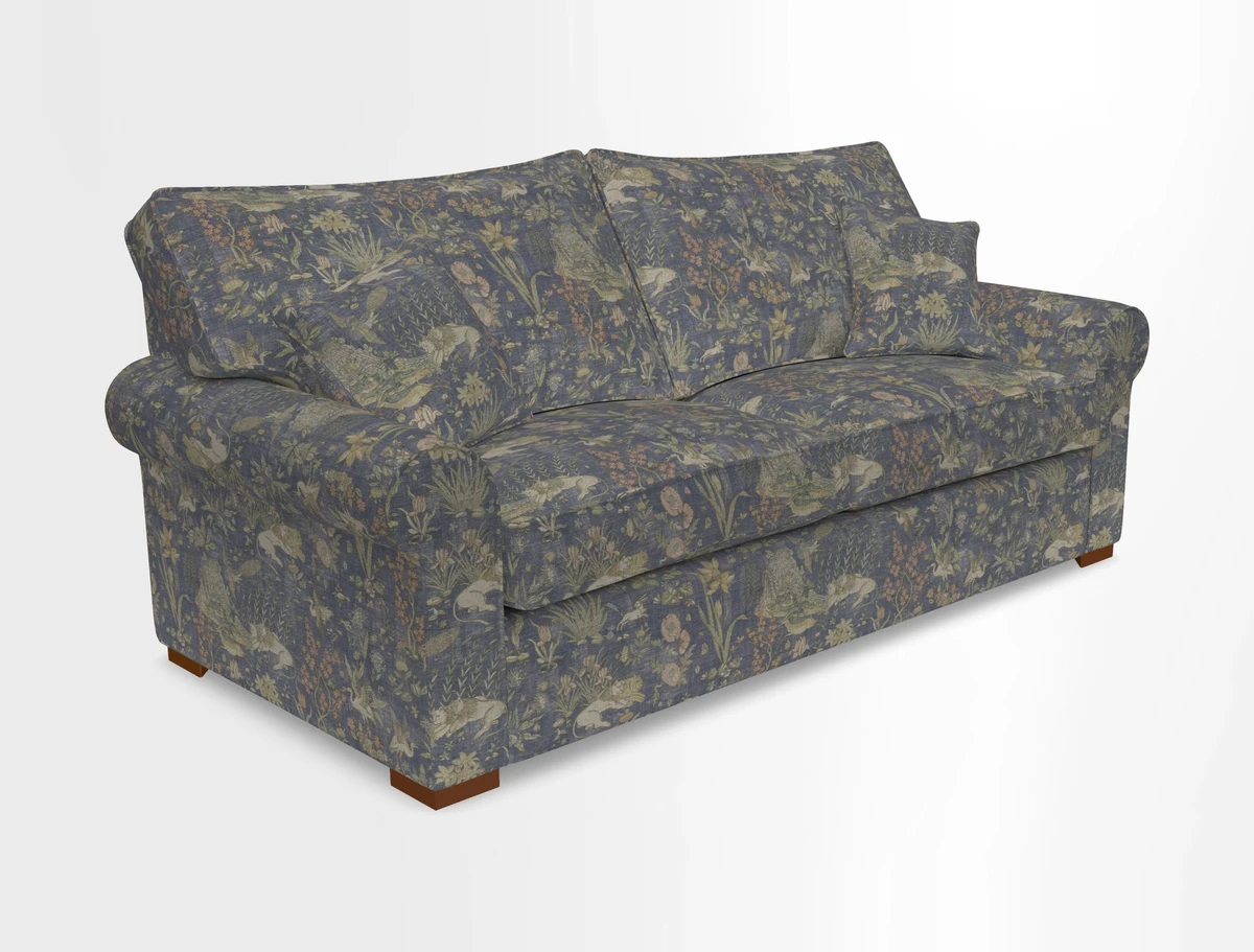 Upperton 3 Seater Loose Cover Sofa in Floral Linen Even So Verde - Fitted cover option available