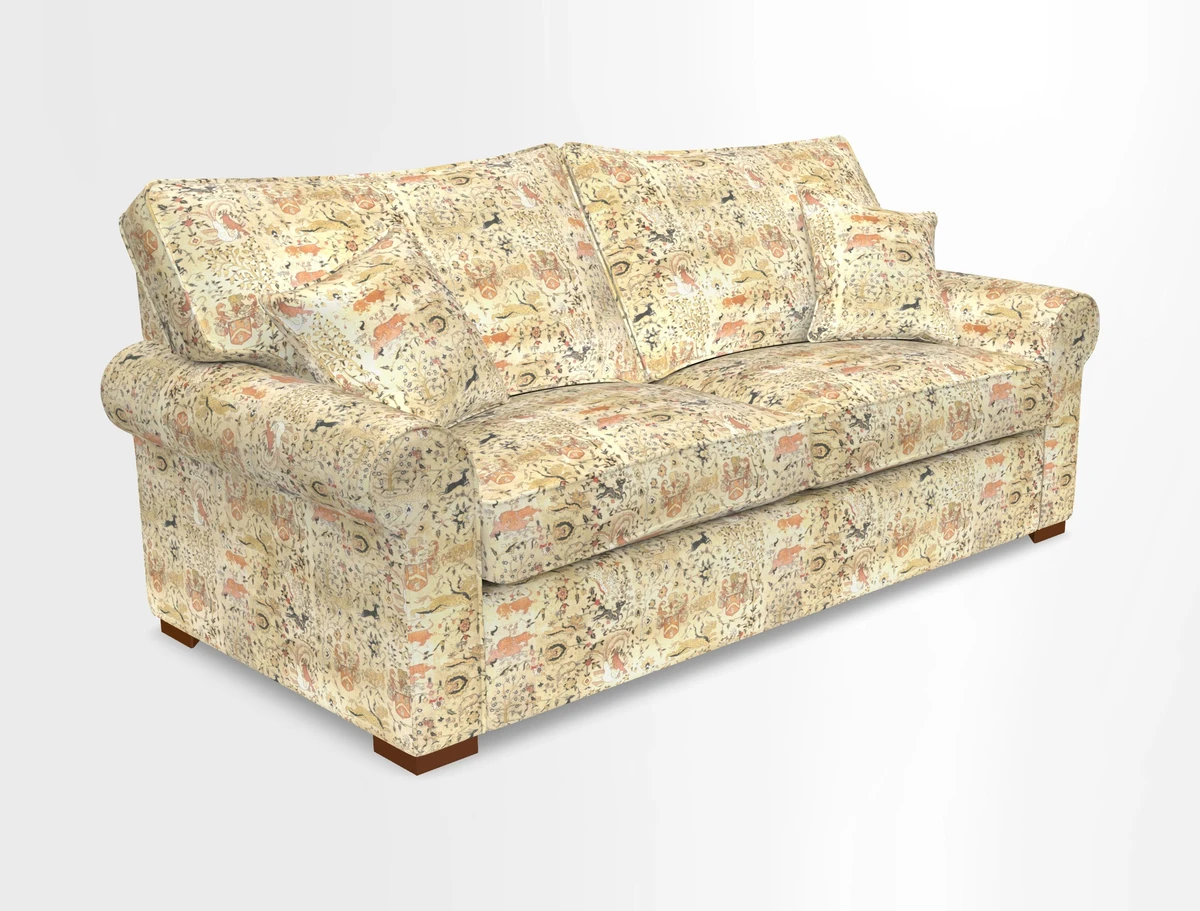 Upperton 3 Seater Loose Cover Sofa in Floral Linen Even So Verde - Fitted cover option available