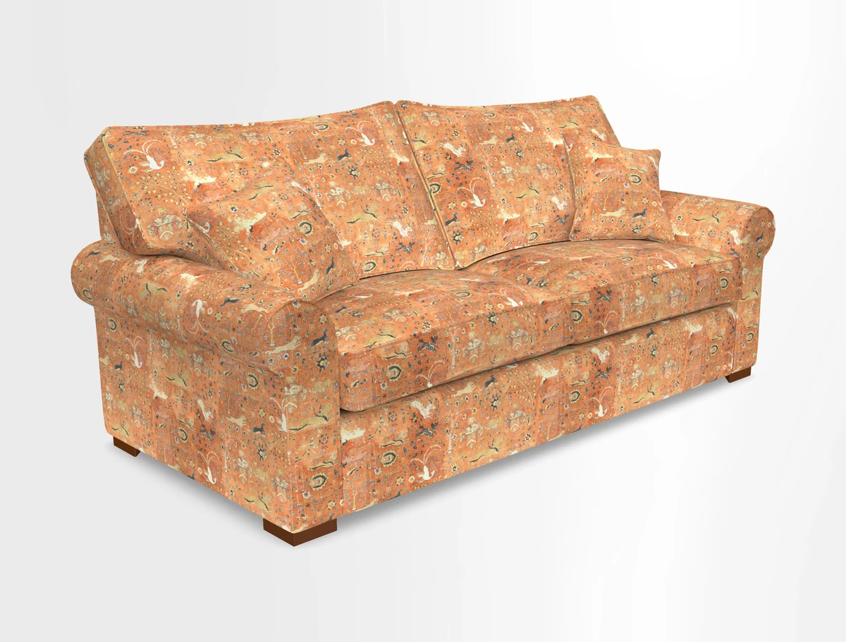 Upperton 3 Seater Loose Cover Sofa in Floral Linen Even So Verde - Fitted cover option available