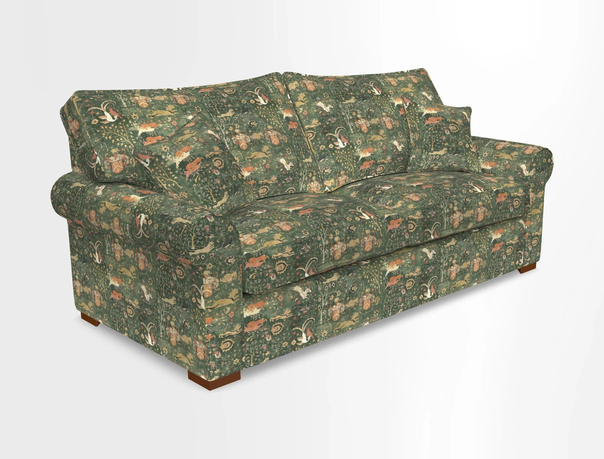 Upperton 3 Seater Loose Cover Sofa in Floral Linen Even So Verde - Fitted cover option available