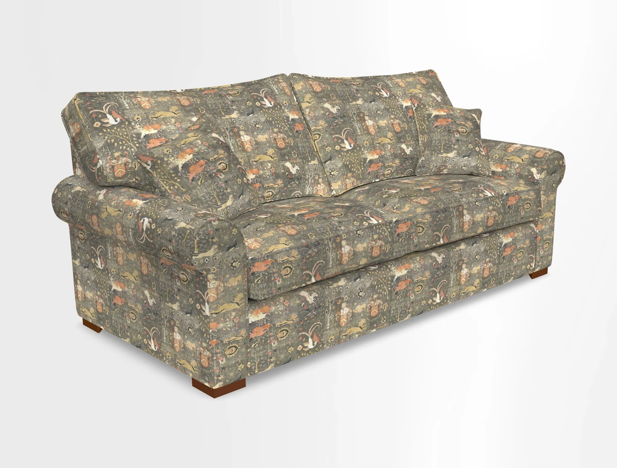 Upperton 3 Seater Loose Cover Sofa in Floral Linen Even So Verde - Fitted cover option available